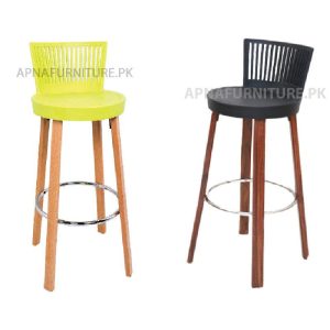 bar stools with beech wood legs and plastic top