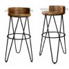 solid wood bar stool with iron legs