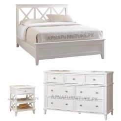 complete bed set in good quality for wedding in deco paint finish and solid wood frame