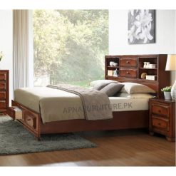 double bed with storage drawers in lasani wood