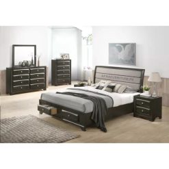 complete double bed set in solid sheesham wood with storage drawers in bed