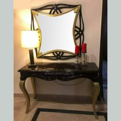 Solid wood console with mirror