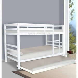 White Bunk Bed with sliding trundle