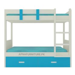 Bunk bed design in blue and white color
