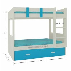 Lamination sheet bunk bed in blue and white colour