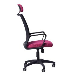 Side view of korean office chair with headrest