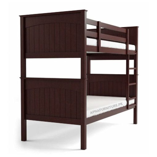 Side view of wooden bunk bed