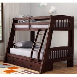 Beautiful bunk bed with storage space and mattress