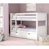 White bunk bed with storage drawers