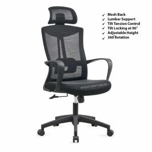 mesh back office chair with lumbar support in ergonomic design
