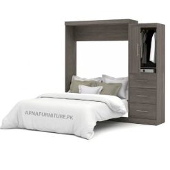 foldable double bed with closet and storage drawers