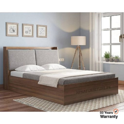 double bed with storage options in the headboard and also under the mattress