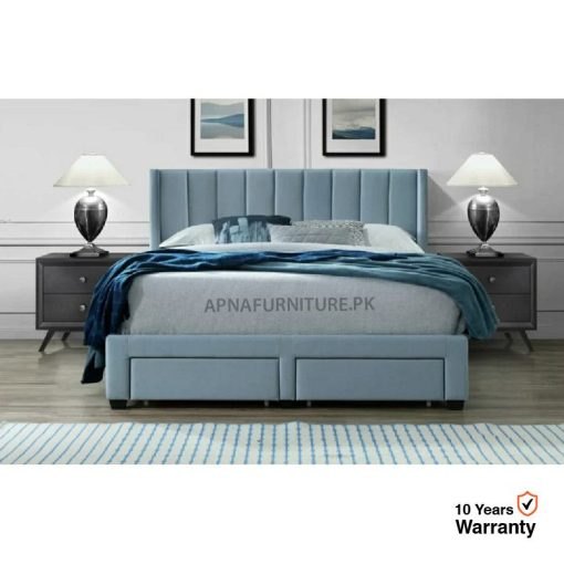 double bed with storage options in velvet finish